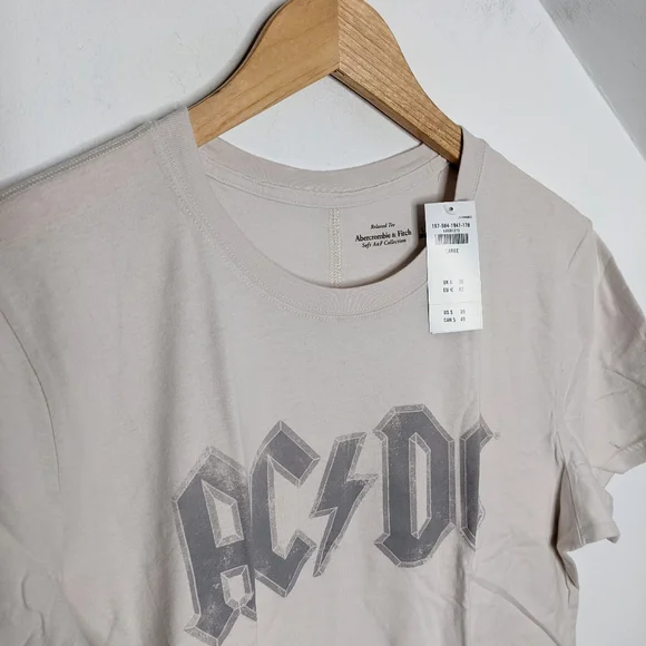ABERCROMBIE & FITCH AC/DC 90s Inspired Cotton Relaxed Tee NEW Size L - Picture 2 of 3